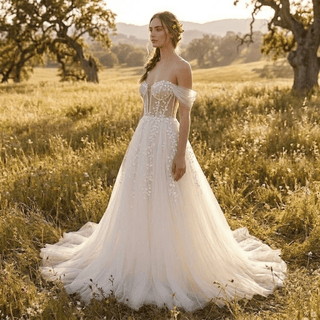 Illusion Lace Beach Bridal Gown - Diva Melody