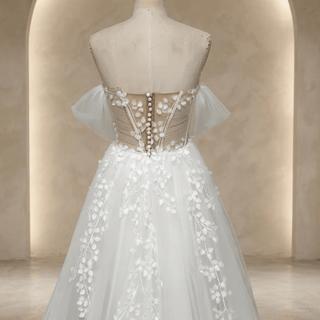 Illusion Lace Beach Bridal Gown - Diva Melody