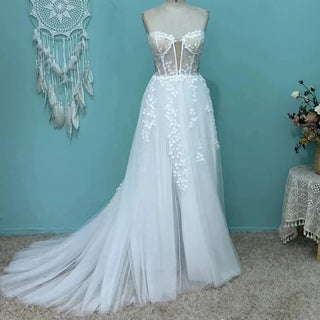 Illusion Lace Beach Bridal Gown - Diva Melody