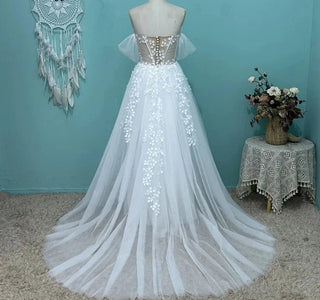 Illusion Lace Beach Bridal Gown - Diva Melody