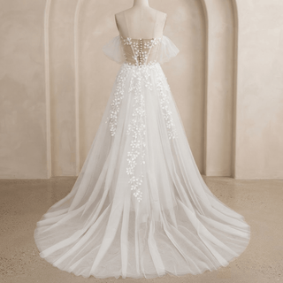Illusion Lace Beach Bridal Gown - Diva Melody