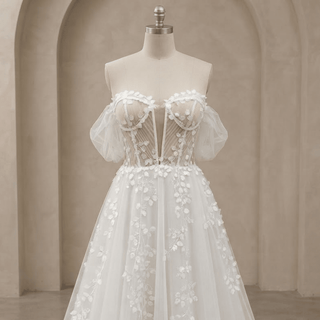Illusion Lace Beach Bridal Gown - Diva Melody