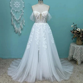 Illusion Lace Beach Bridal Gown - Diva Melody