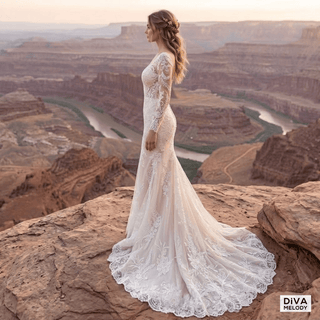 Illusion Neck Lace Mermaid Gown - Diva Melody