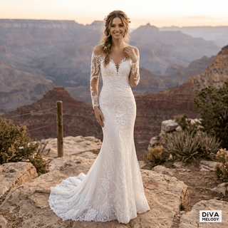 Illusion Neck Lace Mermaid Gown - Diva Melody