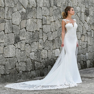 Illusion Sweetheart Satin Wedding Gown - Diva Melody