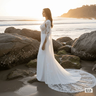 Illusion Sweetheart Satin Wedding Gown - Diva Melody