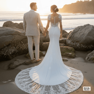 Illusion Sweetheart Satin Wedding Gown - Diva Melody