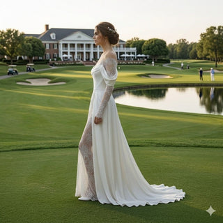 Illusion Tulle Off - Shoulder Wedding Dress - Diva Melody