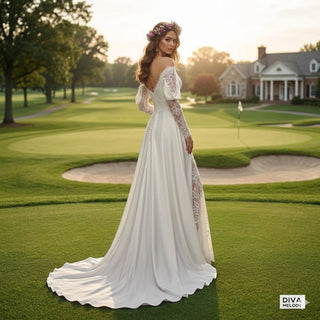 Illusion Tulle Off - Shoulder Wedding Dress - Diva Melody