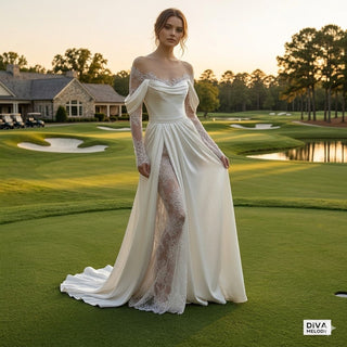 Illusion Tulle Off - Shoulder Wedding Dress - Diva Melody