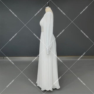 Illusion V - Neck Chiffon Wedding Gown - Diva Melody