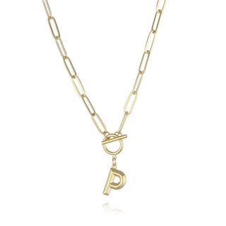 Initial Letter Stainless Steel Chain Thick OT Buckle Necklace Birthday Jewelry Gift - Diva Melody