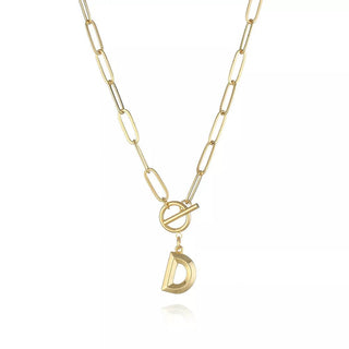 Initial Letter Stainless Steel Chain Thick OT Buckle Necklace Birthday Jewelry Gift - Diva Melody