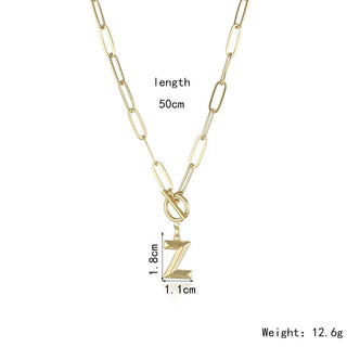 Initial Letter Stainless Steel Chain Thick OT Buckle Necklace Birthday Jewelry Gift - Diva Melody