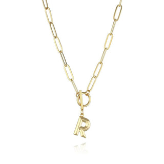 Initial Letter Stainless Steel Chain Thick OT Buckle Necklace Birthday Jewelry Gift - Diva Melody