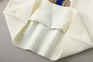 Jacquard Bear Knit Pullover Sweater - Diva Melody