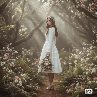 Knee - Length Wedding Dress with Pockets - Diva Melody