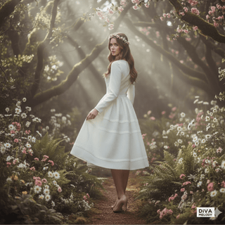 Knee - Length Wedding Dress with Pockets - Diva Melody