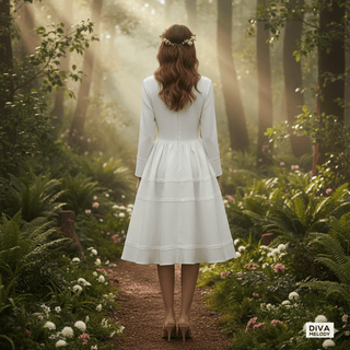 Knee - Length Wedding Dress with Pockets - Diva Melody