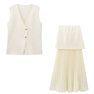 Knitted Vest & Patchwork Skirt Set - Diva Melody