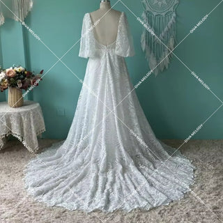 Lace A Line Boho Wedding Dress - Diva Melody