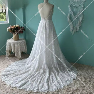 Lace A Line Boho Wedding Dress - Diva Melody