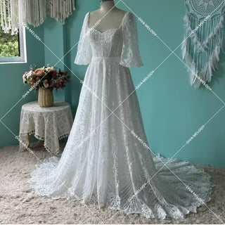 Lace A Line Boho Wedding Dress - Diva Melody