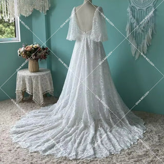 Lace A Line Boho Wedding Dress - Diva Melody