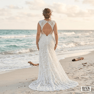 Lace O - Neck Sleeveless Bridal Dress - Diva Melody