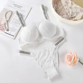 Lace Underwire Bra with Letter Detail - Diva Melody