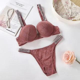 Lace Underwire Bra with Letter Detail - Diva Melody