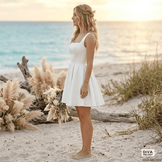 Lace - up Square Collar Wedding Dress - Diva Melody