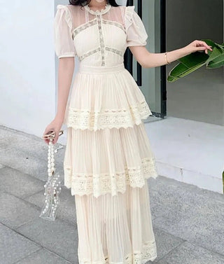 Lace Vintage Ruffle Tiered Long Dresses - Diva Melody