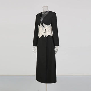 Lace Waist Tailored Longline Coat - Diva Melody