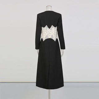 Lace Waist Tailored Longline Coat - Diva Melody