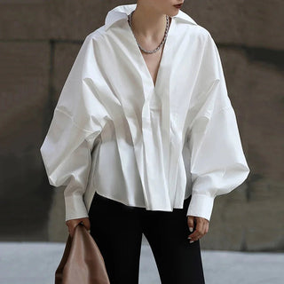 Lantern Sleeve Loose Pullover Blouse - Diva Melody