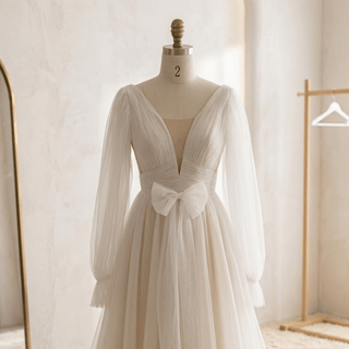 Lantern Sleeve Tulle Bridal Gown - Diva Melody
