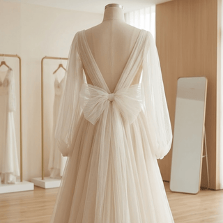 Lantern Sleeve Tulle Bridal Gown - Diva Melody