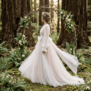 Lantern Sleeve Tulle Bridal Gown - Diva Melody