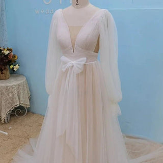 Lantern Sleeve Tulle Bridal Gown - Diva Melody