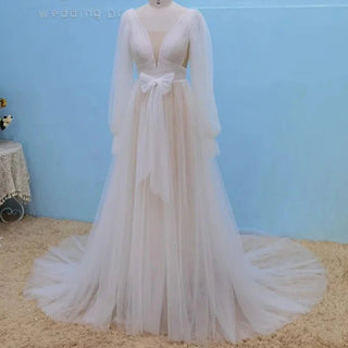 Lantern Sleeve Tulle Bridal Gown - Diva Melody