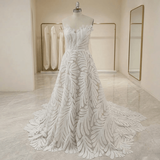 Large Leaf Sweetheart A-Line Wedding Dress - Diva Melody