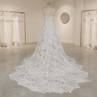 Large Leaf Sweetheart A-Line Wedding Dress - Diva Melody