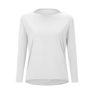 Leisure Oversize Plain Long Sleeve Yoga Gym Shirt Workout Activewear - Diva Melody