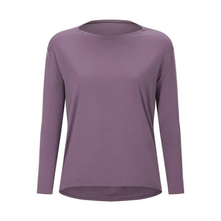 Leisure Oversize Plain Long Sleeve Yoga Gym Shirt Workout Activewear - Diva Melody