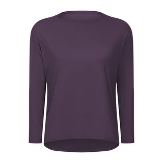 Leisure Oversize Plain Long Sleeve Yoga Gym Shirt Workout Activewear - Diva Melody