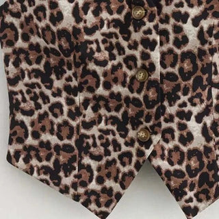 Leopard V - Neck Cropped Vest - Diva Melody