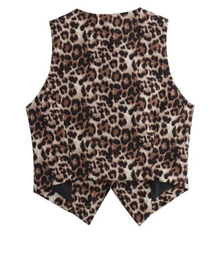 Leopard V - Neck Cropped Vest - Diva Melody