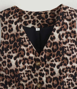 Leopard V - Neck Cropped Vest - Diva Melody